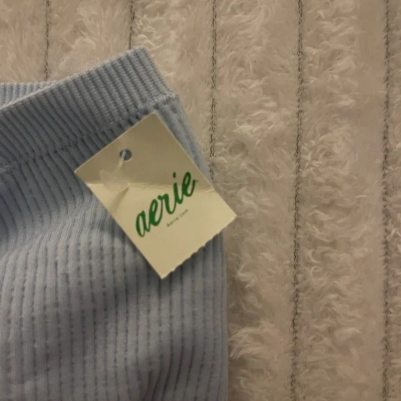 Light Blue Ribbed Women's Top - Picture 3 of 5